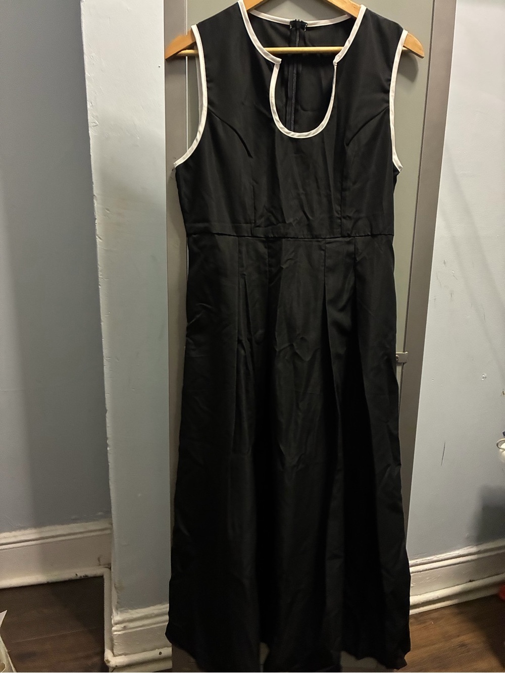 SHEIN Black Maxi Dress with White Trim